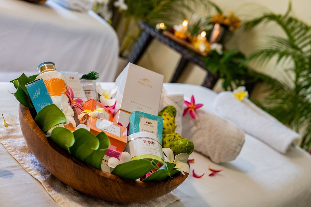 Indulge in a relaxing spa experience at Edgewater Resort, featuring Pure Fiji products and tropical island-inspired treatments.