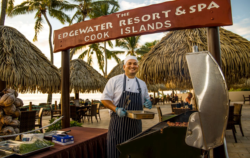 Enjoy a delicious beachfront BBQ at Edgewater Resort, featuring fresh island flavors and stunning ocean views.